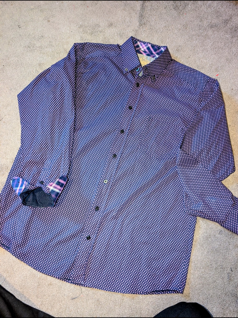 Panhandle Men's Patterned Long-Sleeve Dress Shirt - Purple